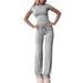 Leisure Suits For Women Short Sleeved Tops And Trousers Home Sportswear Yoga Clothes_ecoleips.com