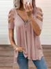Aria Basics Aria Basics European And American Foreign Trade Women's Clothing Summer New Waffle V-neck Solid Color Off-shoulder Loose_ecoleips.com