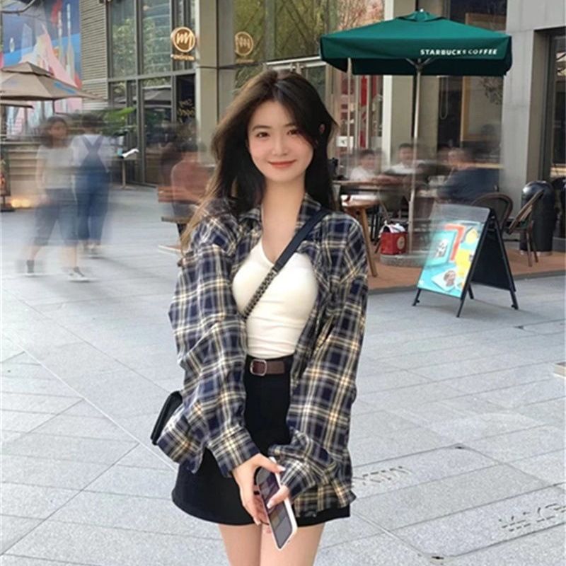 Hong Kong-Style Women's Clothing: Sweet Checkered Cardigan, Summer Sun-Protective Shirt, Stylish Jacket, Designer Top, A_ecoleips.com