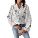 Women's Clothing Long Sleeved Shirt Ruffled V Neck Printed Temperament Commuter Top_ecoleips.com
