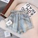 2025s Rolled Hem Denim Shorts For Women Summer Design Versatile Ins Korean Style Super Popular High Waist Wide Leg Slimming_ecoleips.com