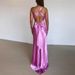 Ins Style Hot Selling New Fashionable And Sexy V-Neck Strap Backless Long Skirt Slim Satin Dress_ecoleips.com