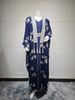 AB462 Fashion New Embroidered Abaya Ladies Dress Muslim Robe Two Piece Set With Belt_ecoleips.com