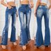 Women’s Clothing Flared Jeans For Women Heavy Industry Three Dimensional 3D Embroidery Women's Jeans Trousers Flared Pants_ecoleips.com