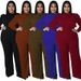 Plus Size Women's Jumpsuit Solid Color Long Sleeve Fashionable With Bow Clothing_ecoleips.com