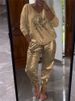 Summer Women's Outfit In Large Size: The "Eye Of Evil" Gold-Plated Top And Shiny Long Pants Set_ecoleips.com