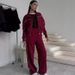 Voya Women's Slim Zip-Up Track Jacket & Wide Leg Pants Set – Black/White Contrast Stripe, Oversized Casual Streetwear, Gym & Daily Wear EU_ecoleips.com