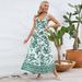 Sexy V-neck Slim Fit Elegant 2024 Summer European And American Women's Floral Vintage Print Long Dress Fashionable_ecoleips.com