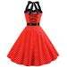 Retro Polka Dot Halter Neck Bodycon Midi Dress - Bustier Corset Waist & Flared Skirt For Women_ecoleips.com