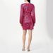 2025 Autumn New Women's Simple Fashion V-neck Midi Asymmetrical Shoulder Sequin Dress Gown_ecoleips.com