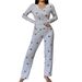 Cross-Border Autumn Winter New European And American Women's Pajamas Derong Printed Heart Pants Long Sleeve_ecoleips.com