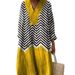 Elegant Long Sleeve Shirt Dress With 3D Floral Print, V-Neck A-Line Dress For Women, Casual Loose Fit Dress, Acetate Satin Blend Fabric_ecoleips.com