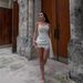 K Fashionable One Shoulder Slim Strapless Fishbone Tight Lace Mini Hip Hugging Dress_ecoleips.com