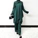 Modest Abaya Dress Elegant Two-Piece Maxi Dress Set – Flowy Tencel Tunic & Pleated Skirt With High Waist_ecoleips.com