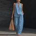 Women's Halter Neck Sleeveless Casual Suit V Neck New Clothing Relaxed Everyday Wear Comfortable Feshion_ecoleips.com