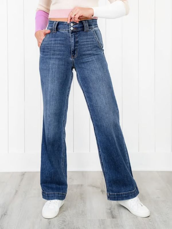 Wom's Fashion New European And American Cross-Border 2025 Blue Casual Washed Straight-Leg Elegant Jeans For_ecoleips.com