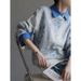 Jomi French-style Sea Blue Linen For Women, Thin, Loose, Elegant, Old Money Style, High-end Cotton-linen Sun Protection_ecoleips.com