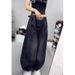 Women's plus Size Straight Leg Jeans American Style Curved Blade Loose Fit Slimming Wide Leg Pants for Pear Shaped Figure_ecoleips.com