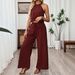 Women's Solid Color Sleeveless Halter Neck Two Piece Set Wide Leg Pants Vest Casual Spring Summer European American Style Outfit_ecoleips.com