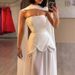 Lady Sexy Sleeveless Hem Solid Long Dresses Fashion Floral Hem Chic Shawl Ribbon Gown Strapless Paneled Pearl Chain Weding Dress_ecoleips.com