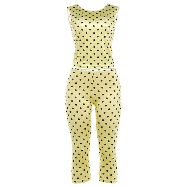 Women's Fashion Polka Dot Sleeveless Backless Top And Slim Fit Cropped Pants Set Spring New Style_ecoleips.com