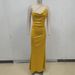 Women's Clothing Backless satin pleated suspender long skirt slim figure showing skirt dress sexy small dress seaside vacation women_ecoleips.com