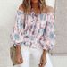 2025 Cross-Border Sexy Off-Shoulder Chiffon Blouse Women's European And American Loose Printed Long-Sleeve_ecoleips.com