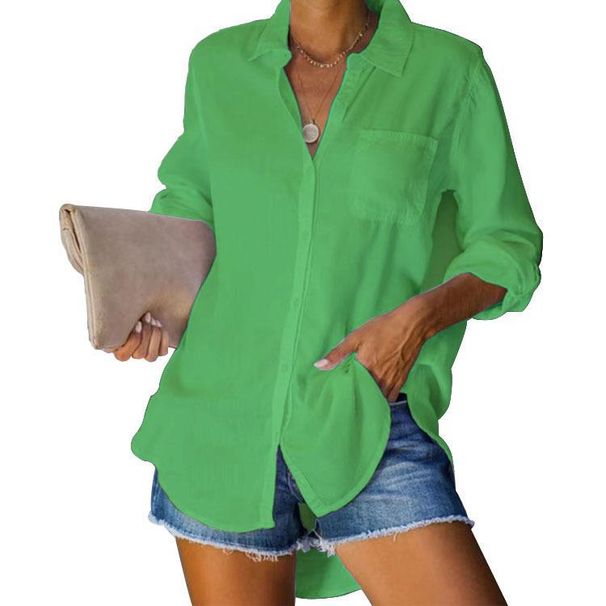 Women's Clothing Women's Solid Color Plus Size Casual Loose Breasted Shirt Style Clothing For Women For Formal & Casual For Women_ecoleips.com