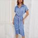 2026 Foreign Trade Women's Clothing European And American Style Cross-Border Turn-Down Collar Pleated Denim_ecoleips.com