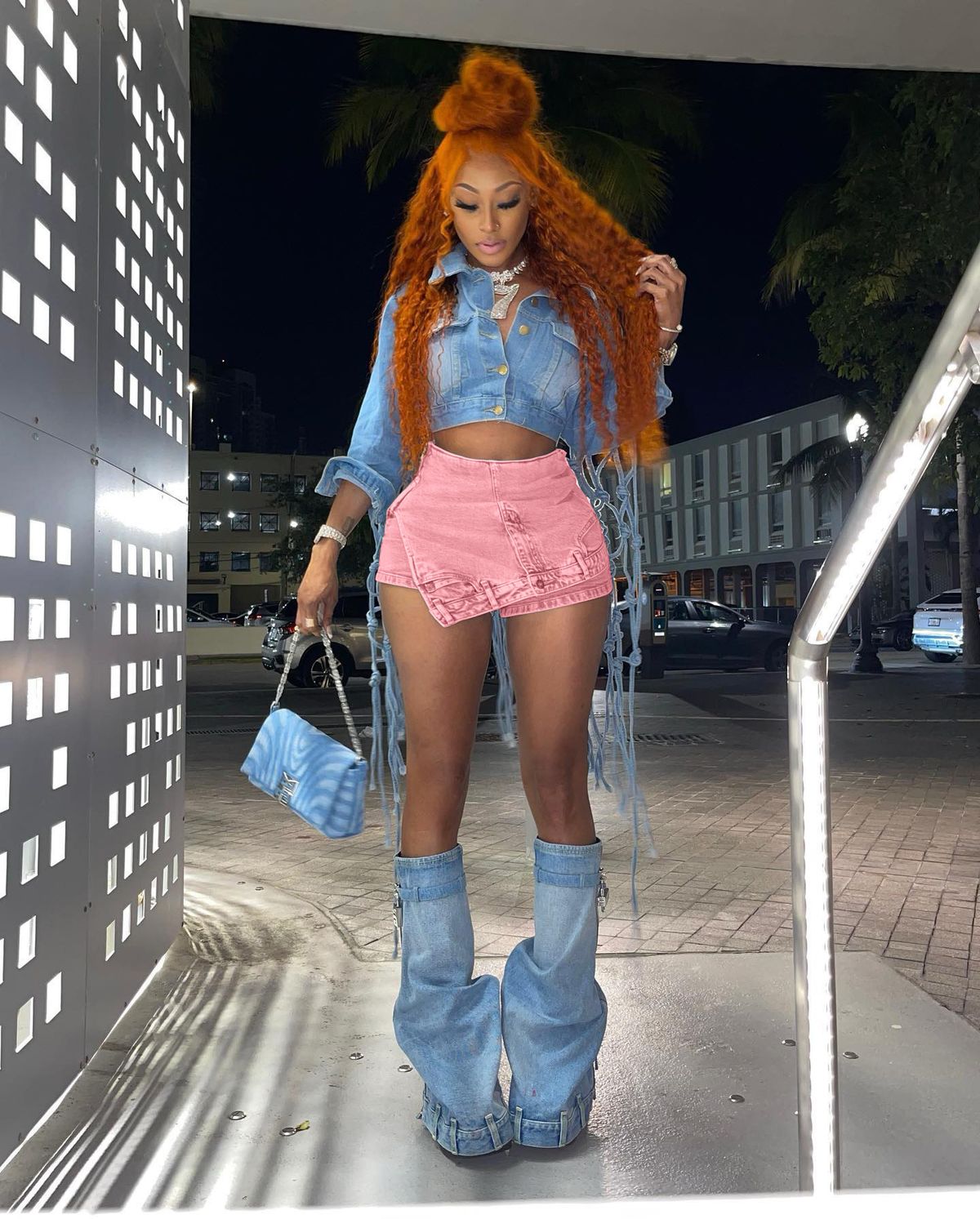 2025s F207 Women's Jeans Low Waist Patchwork Slim Fit Stretch Irregular Trendy Denim Shorts_ecoleips.com