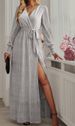 Women's Clothing Elegant Long Sleeved Belted Maxi Dress For Women European And American Style Autumn Party Wear_ecoleips.com