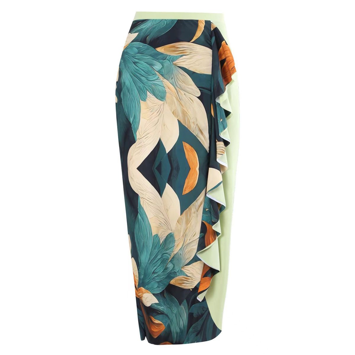 Women's Clothing Thailand Retro One Piece Swimsuit Printed Sunscreen Long Skirt Beach Hot Spring Swimsuit Set_ecoleips.com