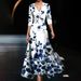 Women's Clothing Temperament Three Quarter Sleeve Long Dress_ecoleips.com