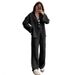 Women's Clothing Solid Color Lace Up Cardigan Long Sleeved Women's Fashion Casual Trousers Suit_ecoleips.com
