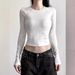 Fashion Street Print Women's Top Long Sleeved round Neck Cropped European American Style Slim Fit Flattering Versatile Wholesale_ecoleips.com