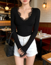 Long Sleeve Lace T-Shirts Women Spring Autumn Simple Vasual Slim Leisure Elegant Comfortable Sexy Ladies Clothing Girls Thin Ins_ecoleips.com