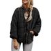 Women's Clothing Casual Stand Collar Long Sleeve Jacket With Pockets, Lightweight Polyester Acrylic Filled Coat, Loose Fit Outerwear For Autumn_ecoleips.com