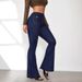 Women's Clothing Buttoned Up Slim Fit Bootcut Jeans For Women High Waisted Spliced trousers_ecoleips.com