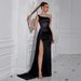 Women's Clothing New Design Temperament Sexy Slim Evening Dress Oblique Shoulder Slit Hot Diamond Dress_ecoleips.com