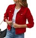 Women's Clothing Fashion Slim Lapel Denim Jacket One Piece Solid Color All Match_ecoleips.com