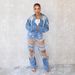 Women's Clothing Hole Heavy Beaded Beaded Stretch Jeans Trousers Women Jacket Two Piece Set_ecoleips.com