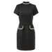Women's Clothing Women's Style High Neck Beaded Dress Elegant Slim Fit Waist Cinching Style Spring For Formal & Casual_ecoleips.com