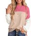 Women's Clothing New Women's Clothing Color Matching Casual Loose Sweater Pullover Top T Shirt_ecoleips.com