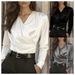 V-Neck Blouse For Women - Slim Fit Office Shirt, Wrinkle-Resistant & Lightweight (White, Black, Grey) - S To Xxl_ecoleips.com