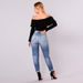 Women's Clothing Fashion Ripped Irregular Hem Nine Point Jeans For Women_ecoleips.com