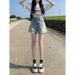 2025s Women's Summer New Versatile Slimming High-Waisted Hip-Hugging Loose Frayed A-Line Hot Pants_ecoleips.com