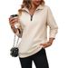 Autumn/Winter Sportswear: Long-Sleeved Hoodie With Half-Zip, Solid Color, Loose Fit_ecoleips.com