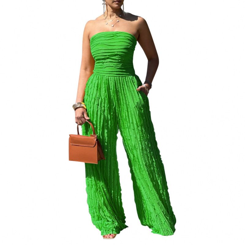 High Waist Women's Jumpsuit Sexy Tube Top Sleeveless Wide Leg Casual Summer Holiday Party European American Style AL312_ecoleips.com