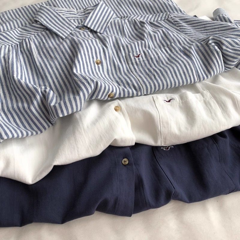 Spring And Autumn Korean Version Commuter Shirt Women's Lapel Pocket Simple Fashion Embroidered Single-Breasted Shirt Lo_ecoleips.com
