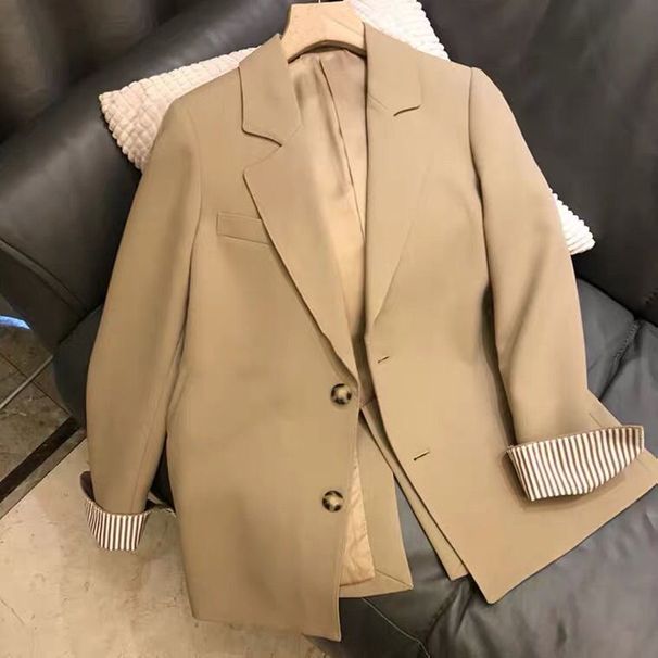 ng2510292 Casual Blazer 2026 New Korean Style Spring Loose Fit Ladies' Khaki Small Suit Women's Black Autumn And Winter_ecoleips.com